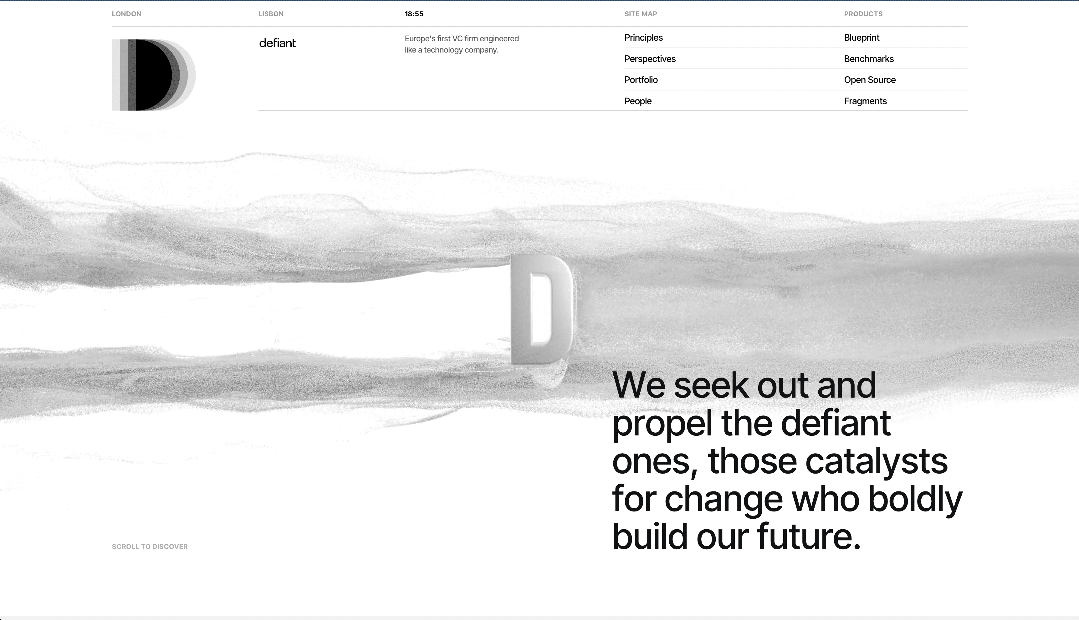 Screenshot of the Defiant VC website